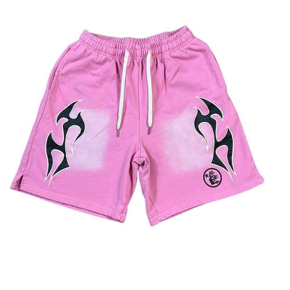 Pink Athletic Shorts with Tribal Design and Drawstring